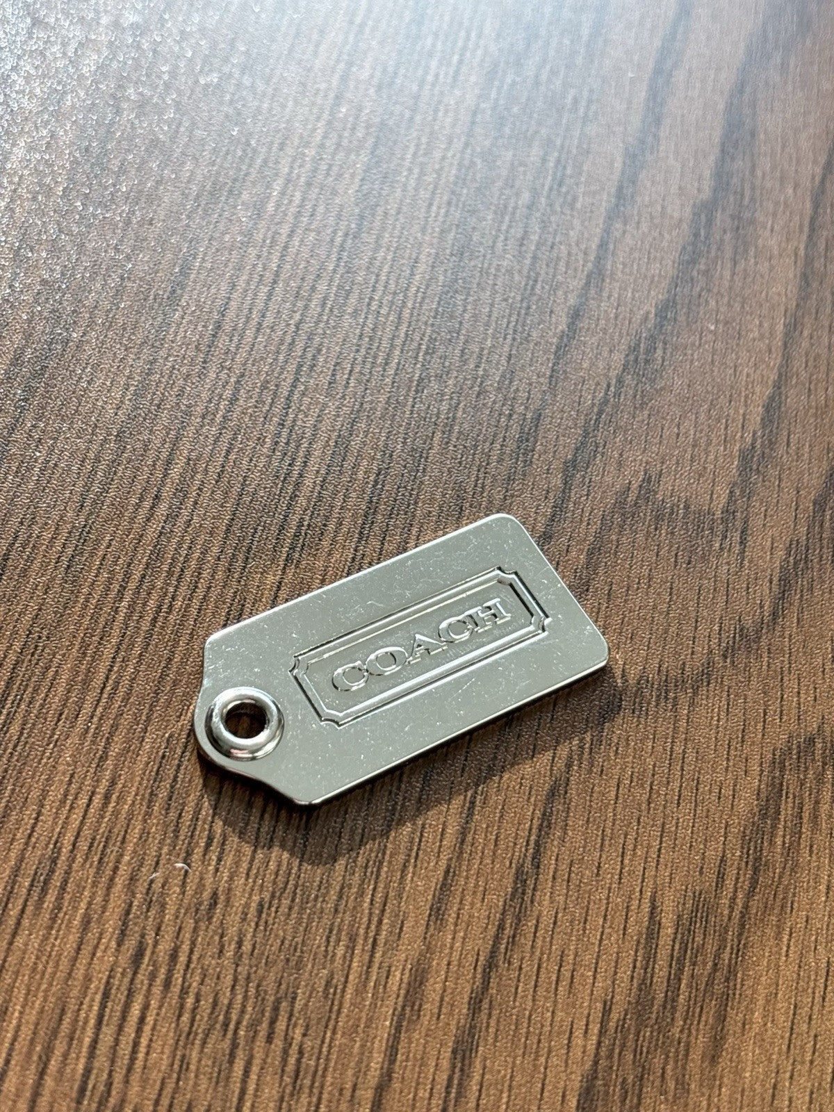 COACH 2001 Metal Hangtag Charm Silver Plated Replacement hang Bag Tag Keychain