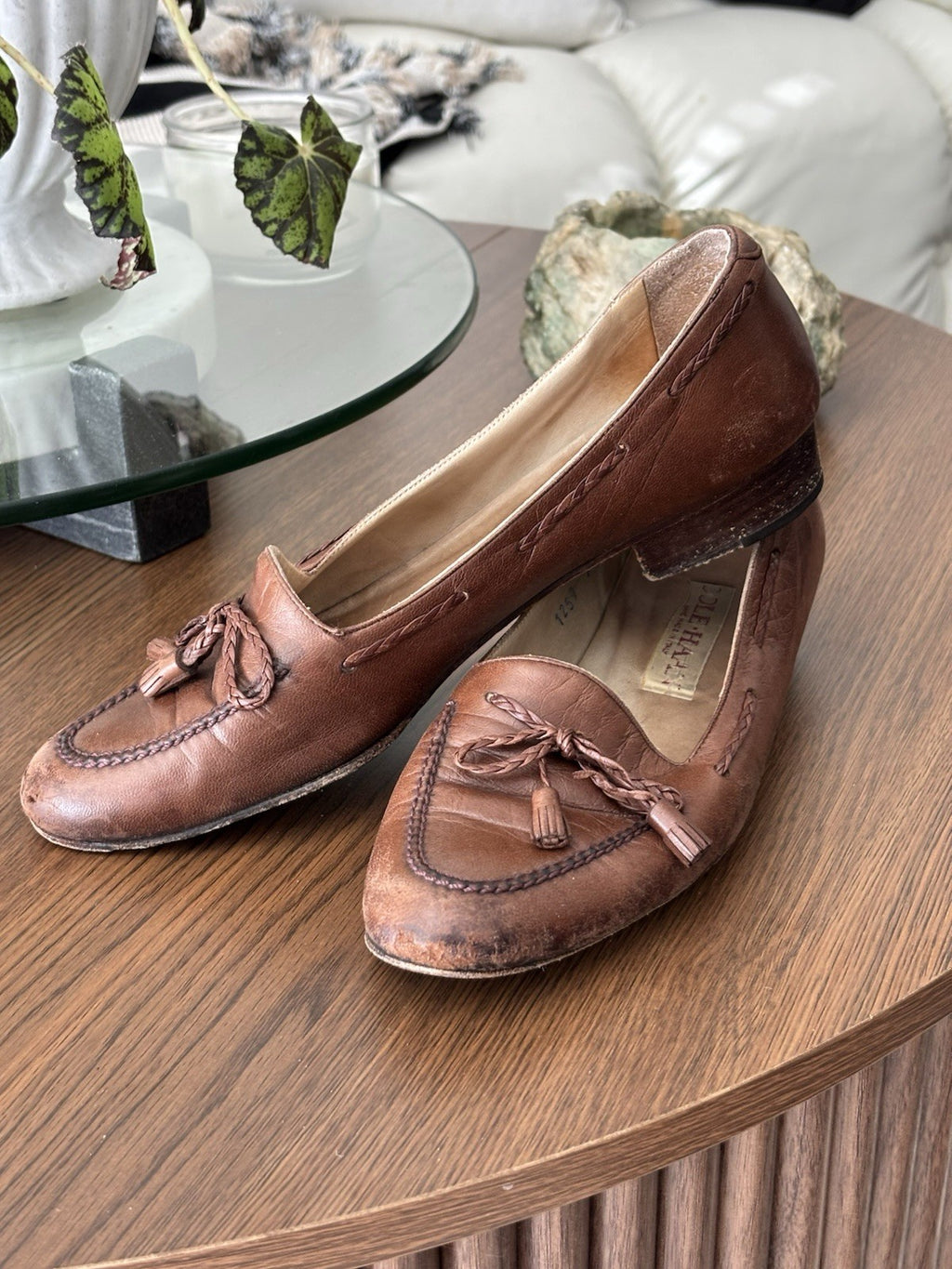 1989 VINTAGE Cole Haan Shoes Leather Tassel Loafers Slip On Womens Size 7.5aa