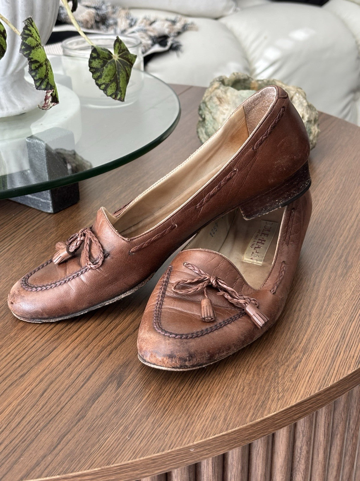 1989 VINTAGE Cole Haan Shoes Leather Tassel Loafers Slip On Womens Size 7.5aa