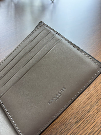 Rare COACH Retail Crocodile Embossed Leather Bifold Wallet Card Fog (org $225)