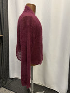 EILEEN FISHER Mohair Blend Cardigan Purple Open Knit Italian Yarn Sweater USA XL
