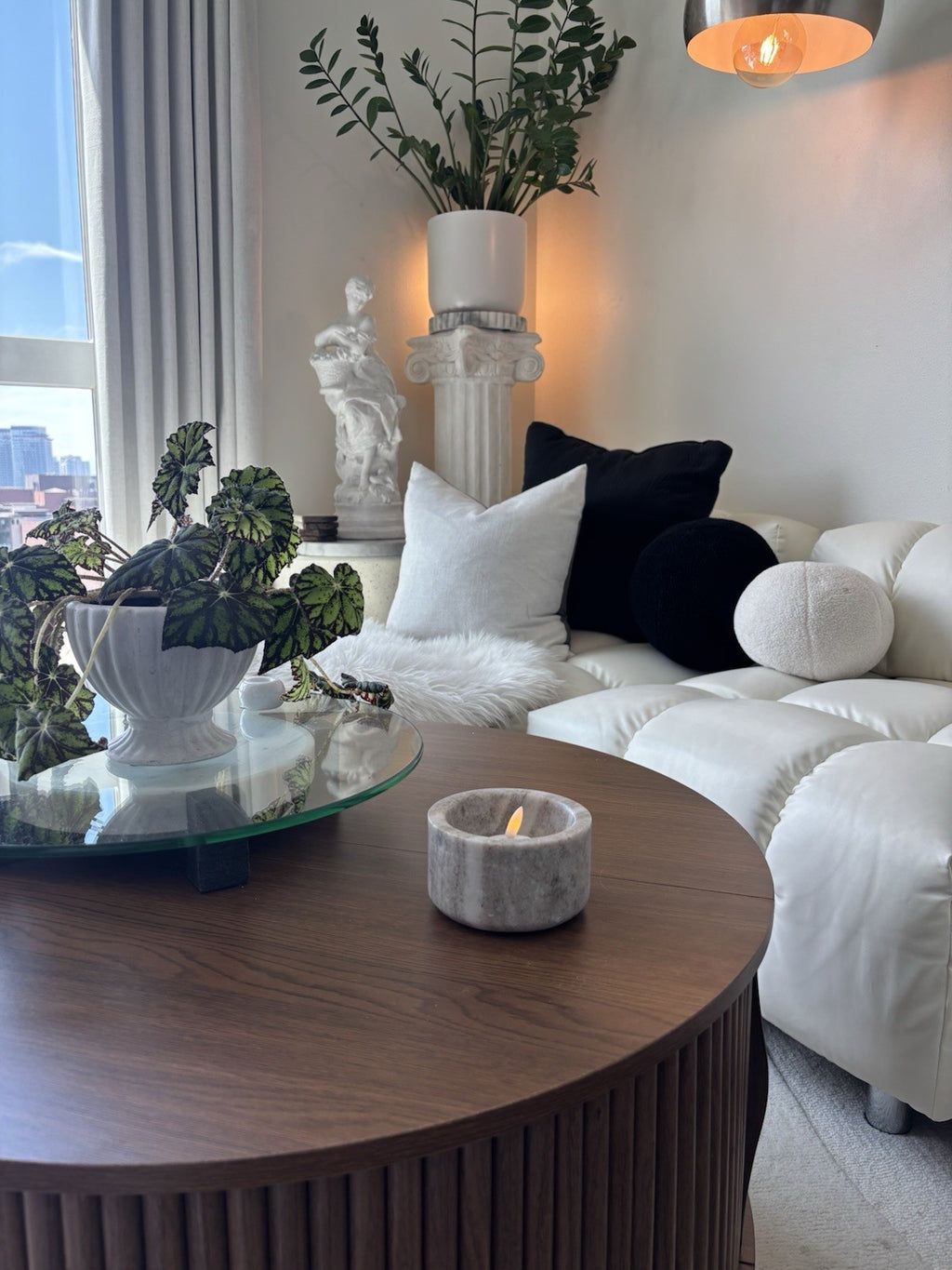 HEARTH & HAND Magnolia Marble Decorative Bowl Catchall Grey/White Stone Accent