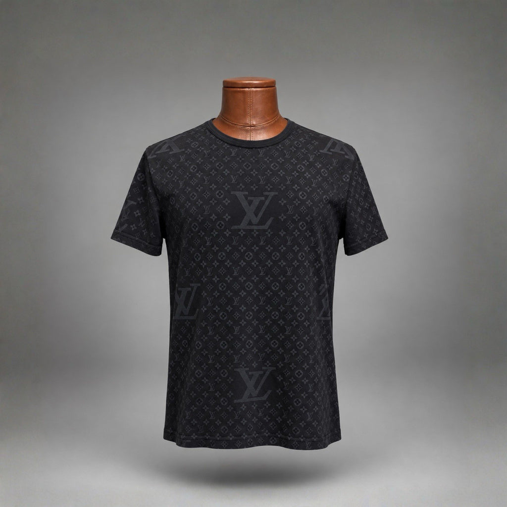LOUIS VUITTON 2014 Monogram T-Shirt Black Tonal LV Logo Size Small (org $745)