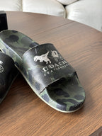 COACH Designer Pool Slide Shoe Camo Dinosaur Rexy Logo Sandals Men 11 (org $225)