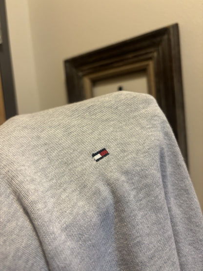TOMMY HILFIGER Classic V-Neck Sweater Logo Pullover Gray Men Size L (org $75)