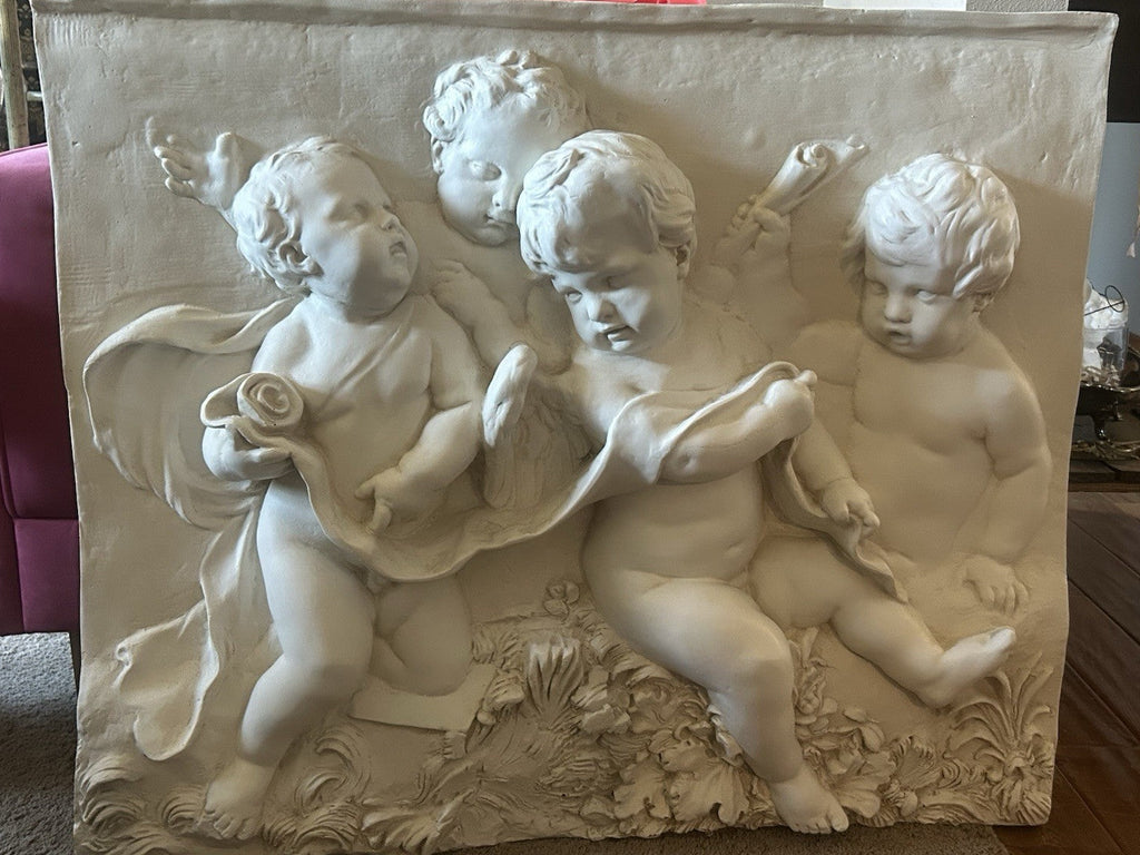 ANTIQUE stucco relief panel putti cherubs french François Du Quesnoy Wall Art