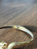 KATE SPADE Designer Bracelet Gold Tone 7'' Cubic Zirconia Animal Fox Hinged Cuff