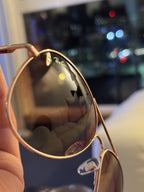 RAY-BAN Sunglasses Rose Gold Frame Pink Mirror Lens RB3025 Made Italy (org $220)