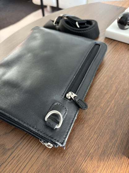 Vintage COACH Black Leather Pouch Crossbody Coach Create Custom Bottle Cap Pins