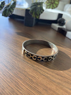 COACH 2003 Vintage Signature C Crystals Bangle Bracelet Black Enamel Gold Tone