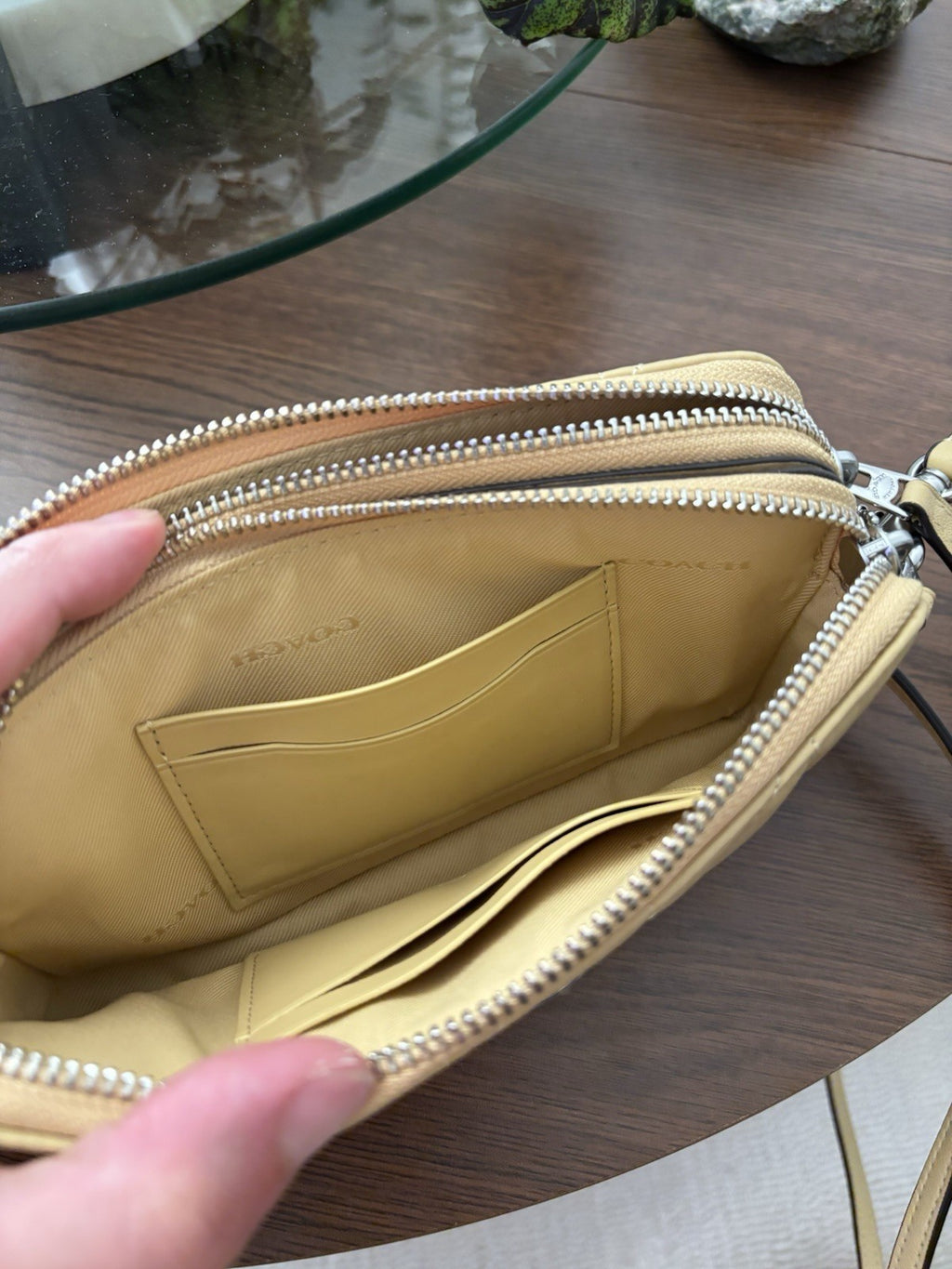COACH Quilted Pillow Leather Crossbody Wristlet Kira Bag Hay/Yellow (Org $295)