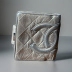 CHANEL Metallic Two Fold Wallet Leather Made France Authentic T16591 (org $1550)