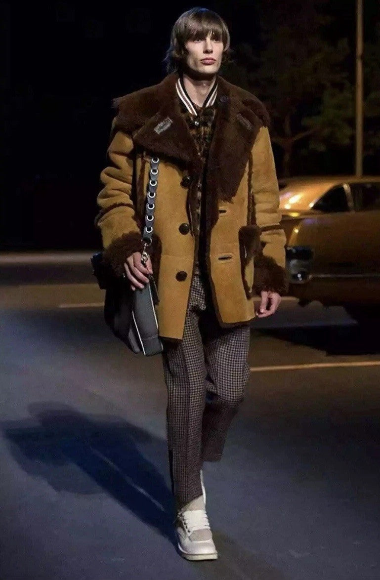 Rare COACH Runway Limited Edition Shearling FurCoat Lamb Leather Size 48 ($2.6K)
