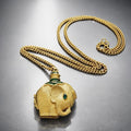 1973 REVLON MoonDrop Vintage Elephant Perfume Compact Locket Gold Tone Necklace