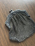 ANTIQUE Victorian Edwardian Chainmail Coin Purse Kiss-lock Pouch Silver Tone Bag