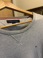 TOMMY HILFIGER Classic V-Neck Sweater Logo Pullover Gray Men Size L (org $75)