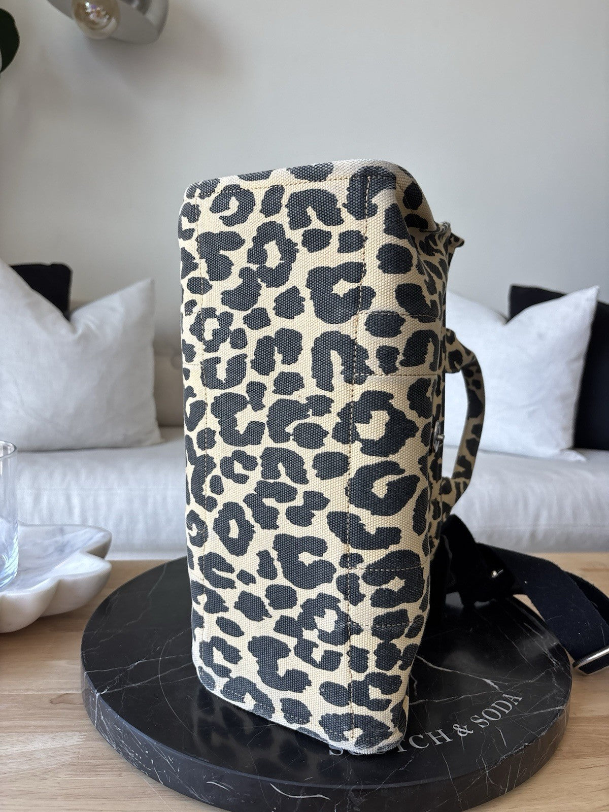 COACH Cargo Tote 26 Leopard Print Cotton Canvas Crossbody Bag CP769 (org $395)