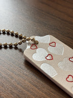 COACH Designer Hearts Red Silver Hanging Bag Charm Fob Chalk White Gold Hardware