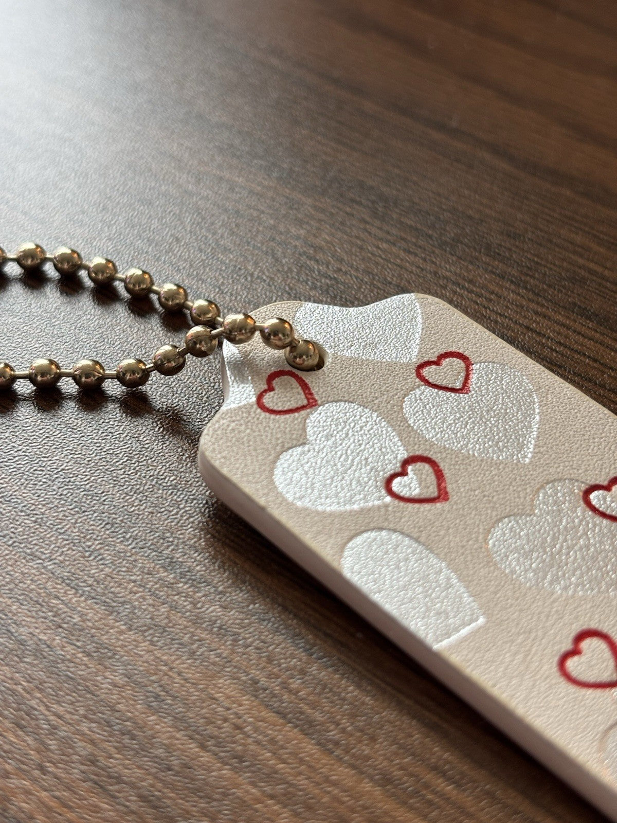COACH Designer Hearts Red Silver Hanging Bag Charm Fob Chalk White Gold Hardware