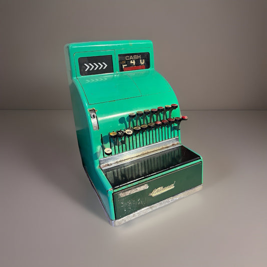 VINTAGE National Cash Register Retro Green Manual Typer Register Mid Century NCR