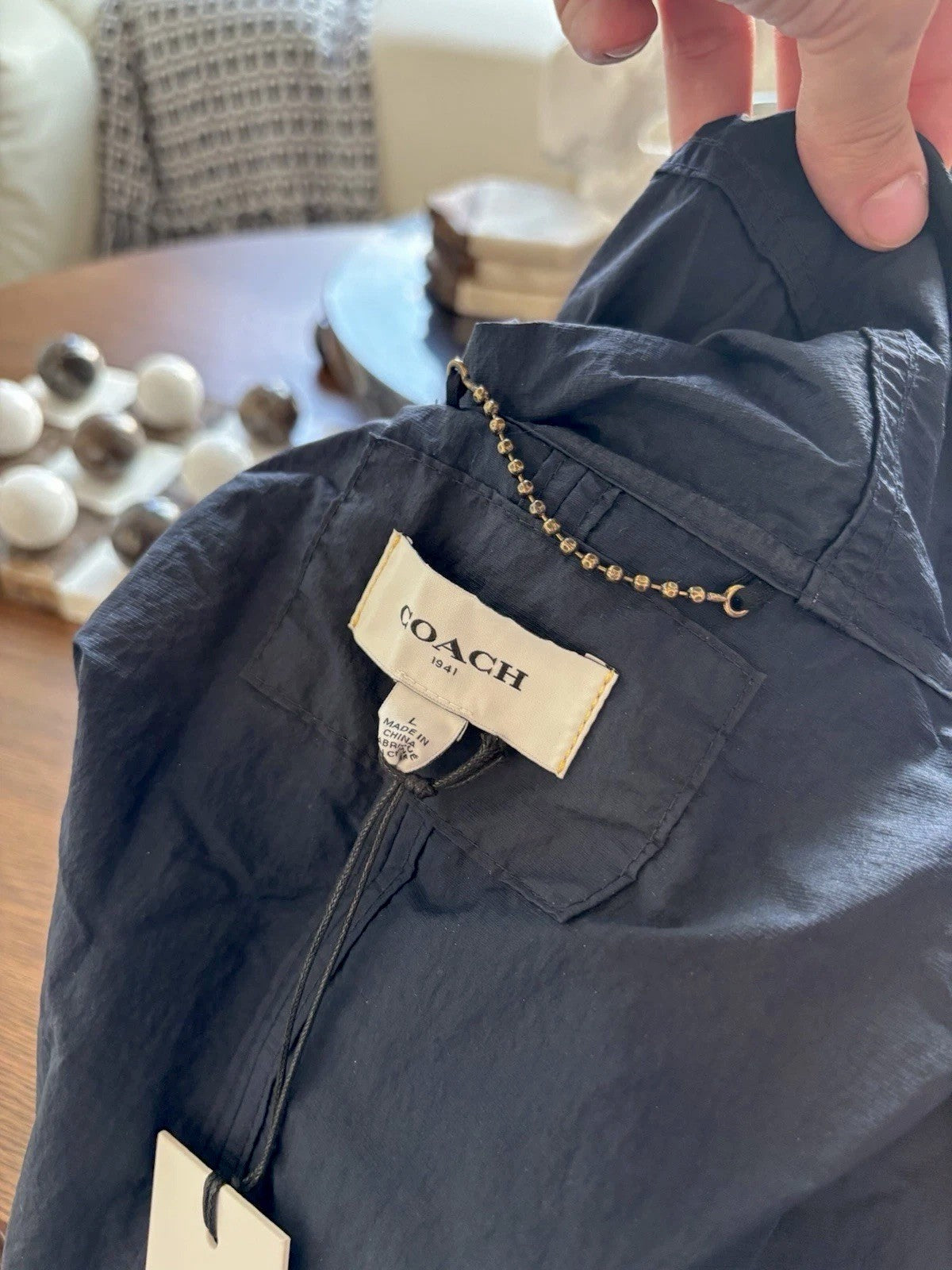 NWT Men COACH Runway Coat Poncho & Travel Bag Set Black/ Navy Size L (org $795)