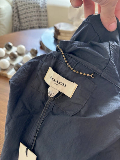 NWT Men COACH Runway Coat Poncho & Travel Bag Set Black/ Navy Size L (org $795)