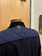 NEW Designer COACH Denim Shearling Jacket Coat Blue Tan Zip Size 50 (org $895)
