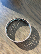 COACH 2004 Signature C Crystal Bangle Bracelet Silver Tone Openwork Rose Edge
