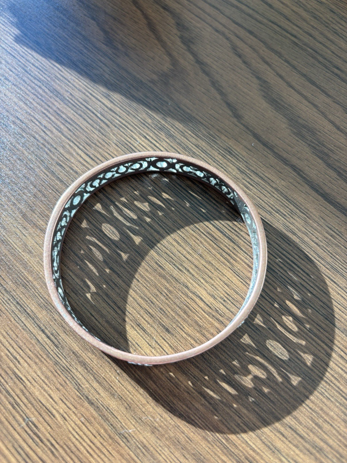 COACH 2004 Signature C Crystal Bangle Bracelet Silver Tone Openwork Rose Edge
