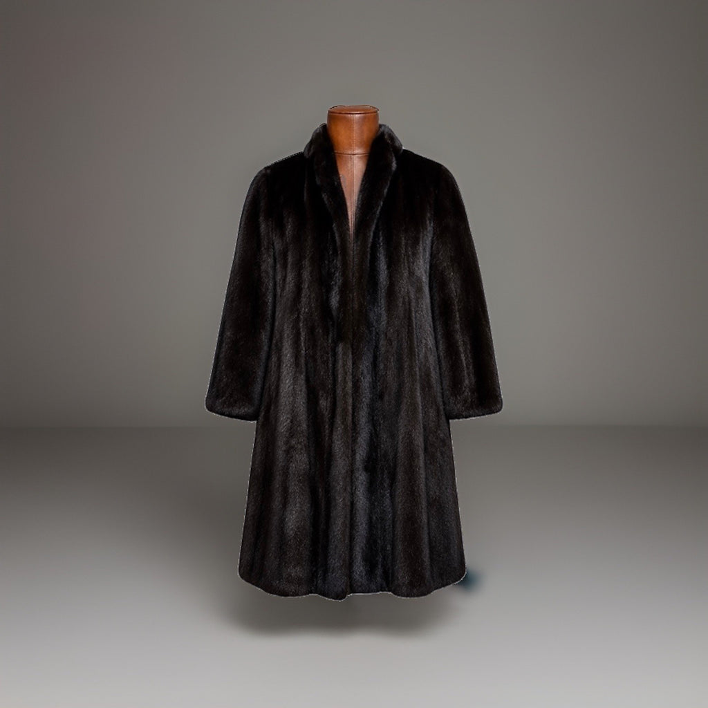 VINTAGE Mink Miller Brothers Baltimore Luxurious Long Brown Fur Coat Pockets (S)