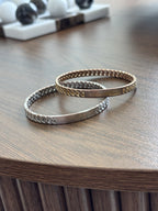Vintage Designer COACH Set of 2 Bangle Bracelet Embossed Silver & Gold Plated