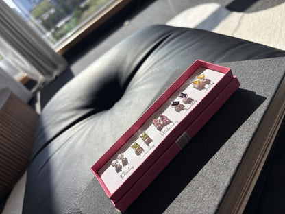 NWT AVON Days of the Week Cubic Zirconia Earrings Pink Purple Green Real Stones