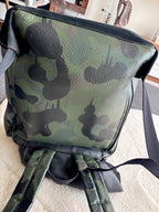 COACH Designer Backpack Rare Camo/black Pebbled Leather Suede Stripe (Org $795)