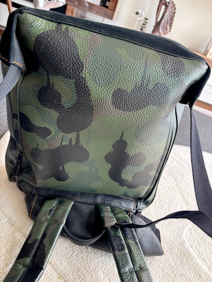 COACH Designer Backpack Rare Camo/black Pebbled Leather Suede Stripe (Org $795)
