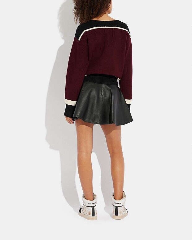 COACH Retro-Inspired Cheerleader Top Wool Knit Varsity Stripes Letterman ($450)