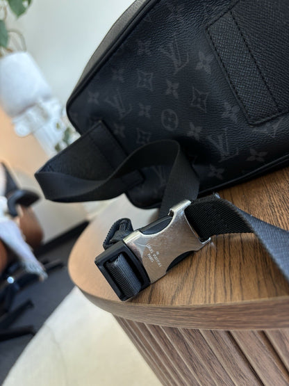 LOUIS VUITTON Authentic Monogram Eclipse Fannypack Designer Bum Bag Black Silver
