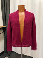 EILEEN FISHER Mohair Blend Cardigan Purple Open Knit Italian Yarn Sweater USA XL