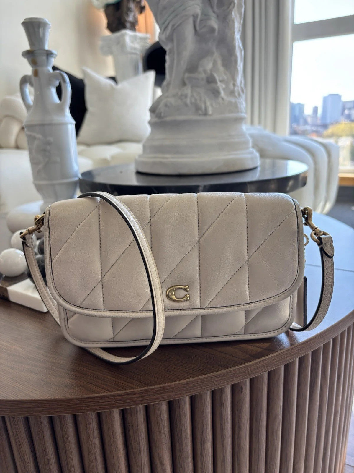 COACH Designer Quilted Pillow Hayden Chalk Lamb Leather Crossbody (org $325)