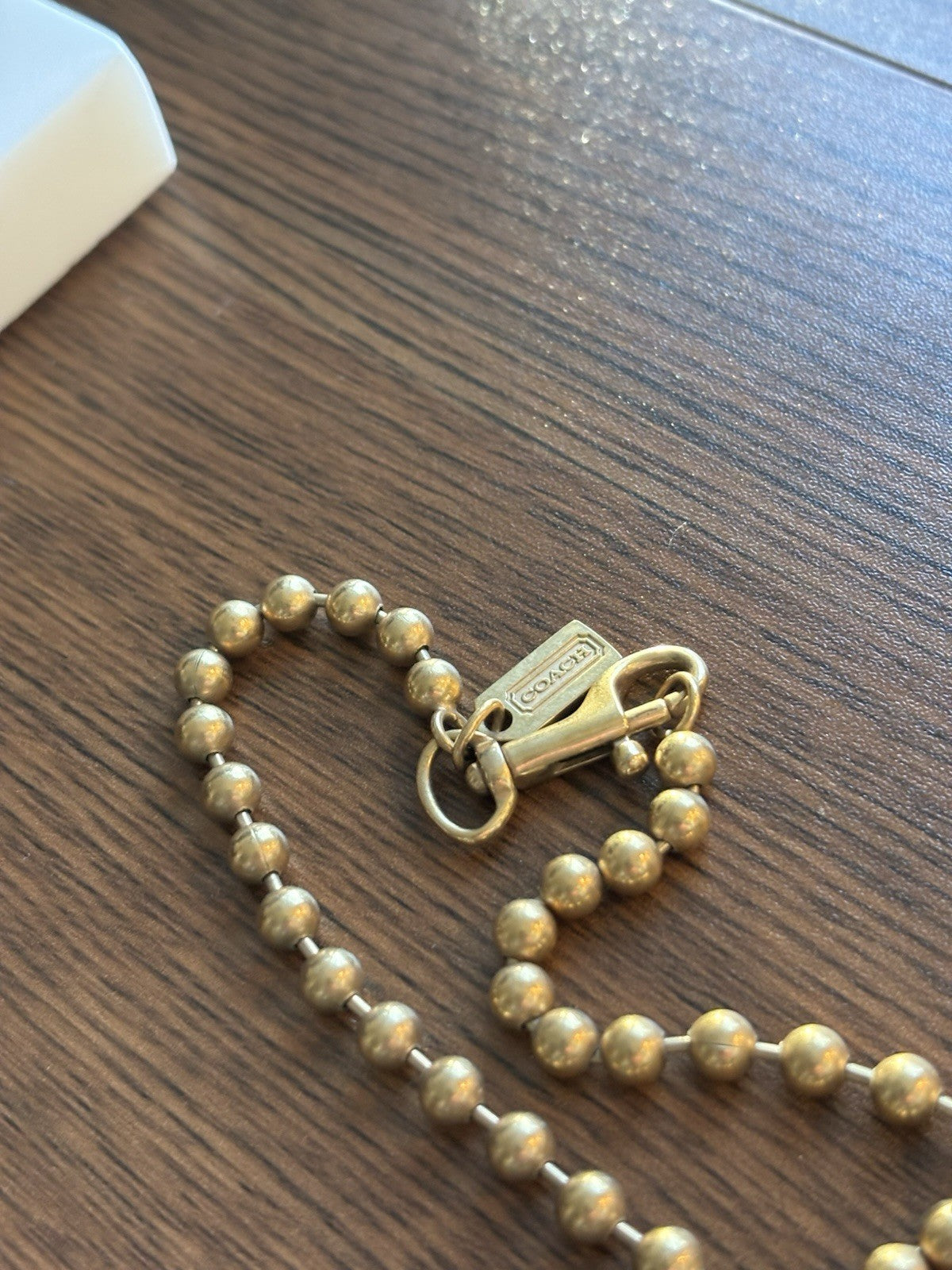 COACH Vintage Signature Pendant Miranda Bead Chain Link Necklace Gold (org $200)