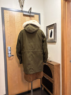 COACH Runway Shearling Lined Parka Jacket Coat Fur Hood Green/Olive (org $2650)
