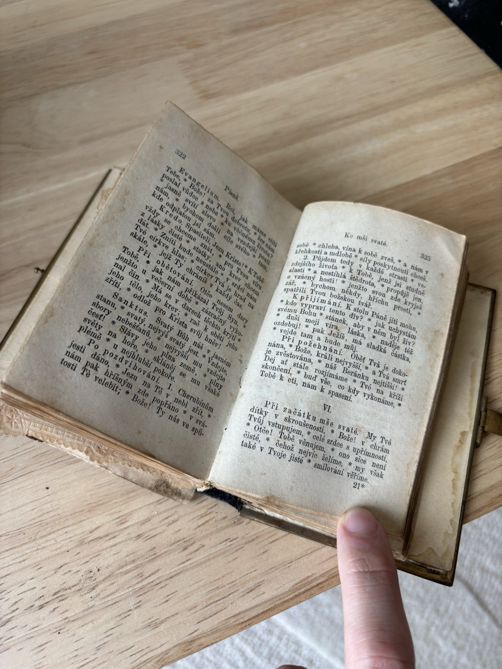 Antique 1875 Czech Bohemian Catholic Prayer Book  Hardcover Leather Brass Clasp