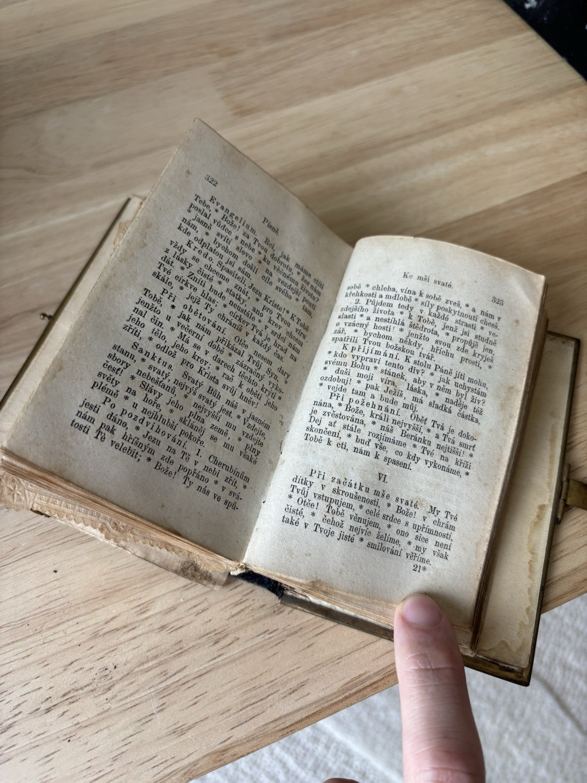 Antique 1875 Czech Bohemian Catholic Prayer Book  Hardcover Leather Brass Clasp