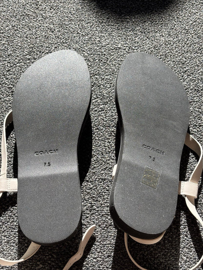 NEW Designer COACH Gracey Leather Studs Sandals w/ Jute Rope Size 7.5 (org $225)