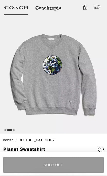 COACH Light Grey Planet Sweatshirt Embroidered Patch Runway Collection ($350)