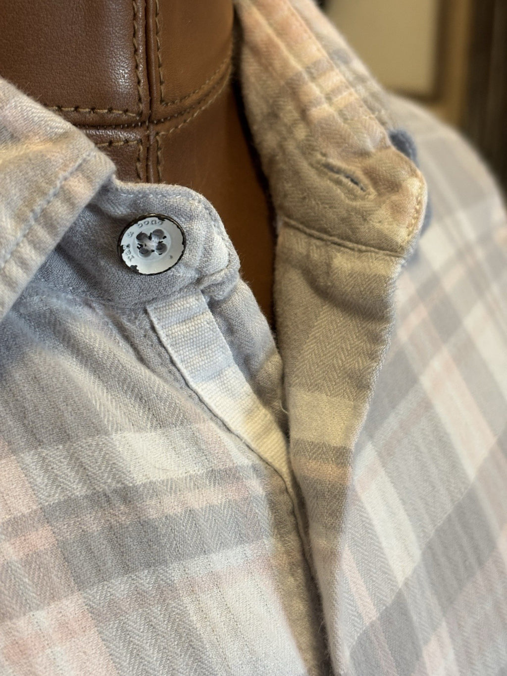 RAG & BONE New York Plaid Button-Down Shirt Pocket Gray Pink/White Cotton Small