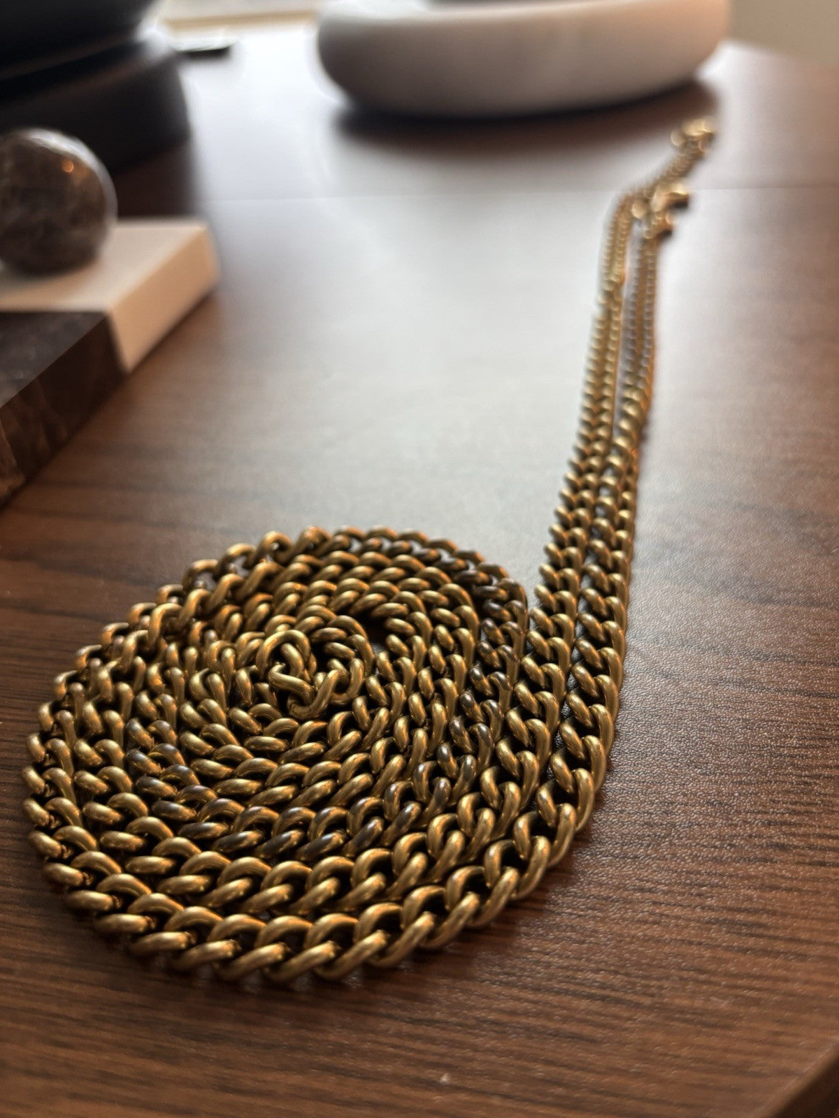 COACH Designer Bag Chain Strap Gold/Antique Brass Metal w/ Leash Clip (org $150)