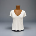 ARMANI Collezioni Italy White Textured V Neck Top Size 14 Stretch Knit Blouse
