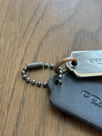 COACH Designer (2) Hanging Bag Charm Fob Black Leather /Gunmetal Tag /Bead Chain