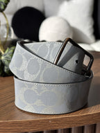 COACH Reversible Belt Reflective Signature Logo Leather 38mm Sz 30-32 (Org $250)