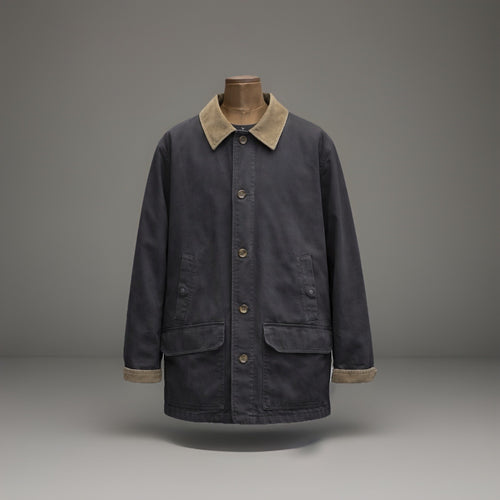 VINTAGE Eddie Bauer Barn Coat Blue Corduroy Collar Chore Jacket Workwear Fade